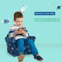Rackhams Kids Planet-Themed Armchair, with Non-Slip Feet, Wooden Frame - Blue - thumbnail 5