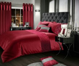 Rackhams Crushed Velvet Panel Duvet Cover & Pillowcase Set - Natural - Single - thumbnail 3