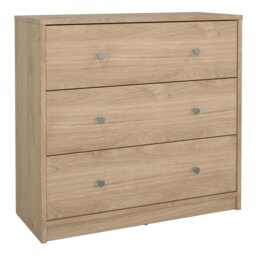 Rackhams May Chest of 3 Drawers in Jackson Hickory Oak - Oak - Matt - Melamine - thumbnail 1