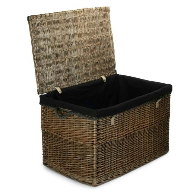 Rackhams Large Antique Wash Wicker Storage Basket - Black - image 1
