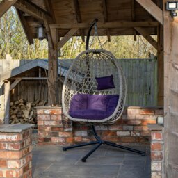 Rackhams Hanging Garden Rattan Egg Chair with Steel Frame and Waterproof Cover in Indigo - Hanging Egg Chair