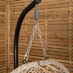 Rackhams Hanging Garden Rattan Egg Chair with Steel Frame and Waterproof Cover in Indigo - Hanging Egg Chair - thumbnail 5