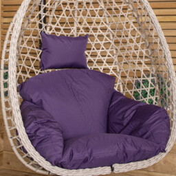 Rackhams Hanging Garden Rattan Egg Chair with Steel Frame and Waterproof Cover in Indigo - Hanging Egg Chair - thumbnail 4