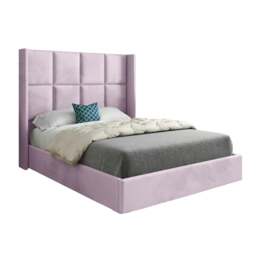 Rackhams Quanta Straight Winged Upholstered Soft Velvet Bed Frame - Pink - Silver - Super king - thumbnail 6