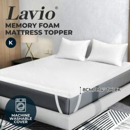 Rackhams Memory Foam Mattress Topper King Bamboo Charcoal Cooling Gel 8cm Thick Washable - thumbnail 2
