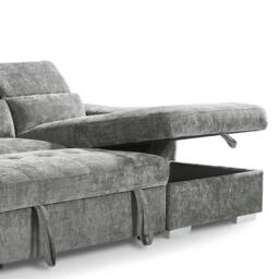 Rackhams Alora 4–5 Seater Grey Fabric U-Shaped Sofa with Storage & Headrests - thumbnail 4