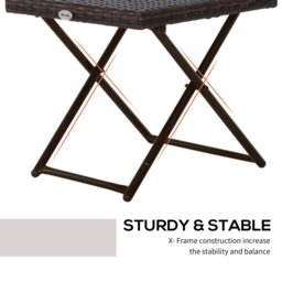 Rackhams Folding Square Rattan Coffee Table w/ Steel Frame Bistro Garden Brown - Grey - Steel Frame, PE Rattan - 40L x 40W x 40Hcm - thumbnail 5