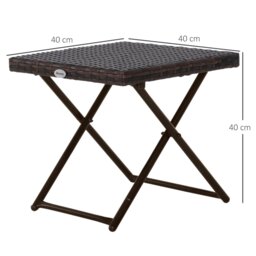 Rackhams Folding Square Rattan Coffee Table w/ Steel Frame Bistro Garden Brown - Grey - Steel Frame, PE Rattan - 40L x 40W x 40Hcm - thumbnail 6