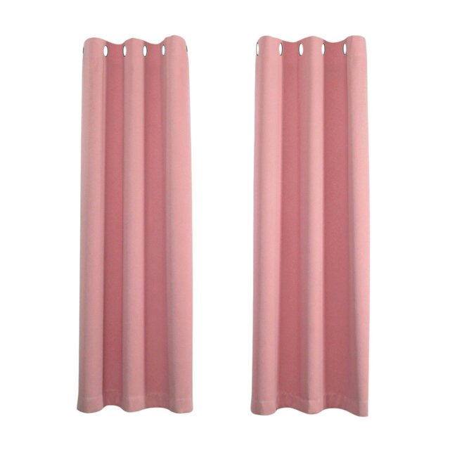 Rackhams Pink Eyelet Curtains - Thermal Blackout Curtains  - 46 x 54 Inch Drop - 2 Panel - image 1