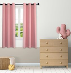 Rackhams Pink Eyelet Curtains - Thermal Blackout Curtains  - 46 x 54 Inch Drop - 2 Panel - thumbnail 6