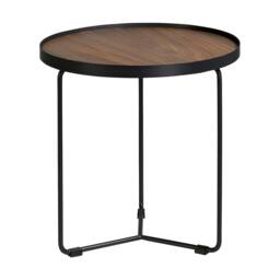 Rackhams Round Corner Table Walnut and Black Steel 2028 - thumbnail 2