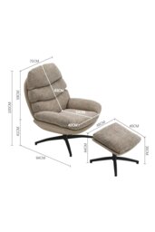 Rackhams Chenille Lounge Chair with Footstool - Light Brown - thumbnail 6