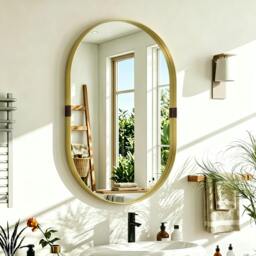 Rackhams Wall Mirror with Elevated Aluminium Alloy Frame, 60 x 90 cm - Gold Tone