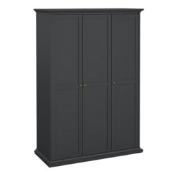Rackhams Paris Wardrobe with 3 Doors in Matt Grey - Grey - Malemine - 1