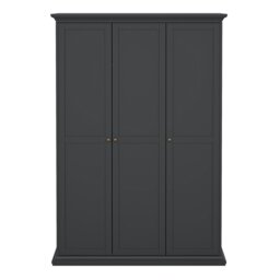 Rackhams Paris Wardrobe with 3 Doors in Matt Grey - Grey - Malemine - 1 - thumbnail 2