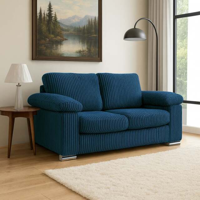 Rackhams Delta Full Jumbo Cord 2 Seater Sofa - Marine Blue - image 1