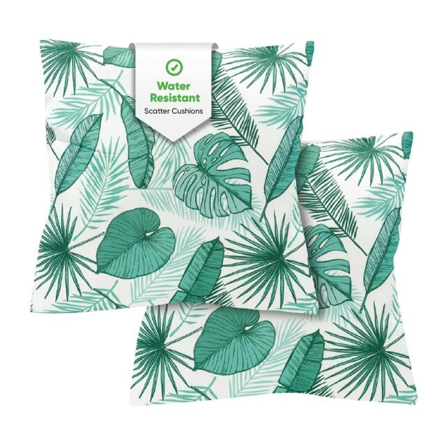 Rackhams Pair of Outdoor Scatter Cushions – Botanical Leaf Design - image 1