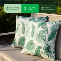 Rackhams Pair of Outdoor Scatter Cushions – Botanical Leaf Design - thumbnail 4