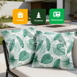 Rackhams Pair of Outdoor Scatter Cushions – Botanical Leaf Design - thumbnail 6