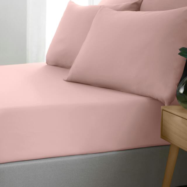 Rackhams So Soft Non-Iron Fitted Sheet Blush Pink - King - Blush Pink - image 1