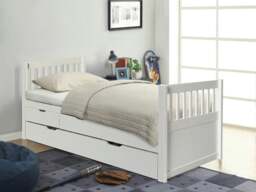 Rackhams 3ft Pine Trundle Bed With Storage Drawers in Natural White or Grey - Natural - thumbnail 3