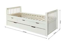 Rackhams 3ft Pine Trundle Bed With Storage Drawers in Natural White or Grey - Natural - thumbnail 4