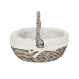 Rackhams Lined Antique Wash Wicker Bathroom Shopping Basket - Large - thumbnail 3