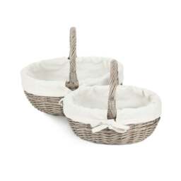 Rackhams Lined Antique Wash Wicker Bathroom Shopping Basket - Large