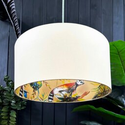 "Rackhams Mustard Lemur Silhouette Lampshade in Lemon Yellow - Ceiling Pendant / Arc Lamp - 35cm Diameter x 20cm Height / (14"" x 8"")"