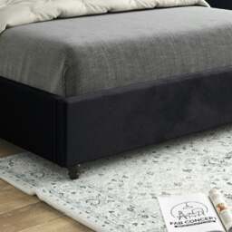 Rackhams Volta Straight Winged Upholstered Soft Velvet Bed Frame - Black - Pink - Small double - thumbnail 4