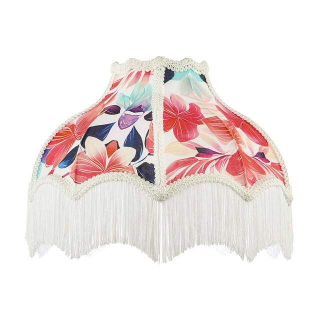 Rackhams Multi Coloured Vivid Floral Victorian Light Shade with White Trims - image 1
