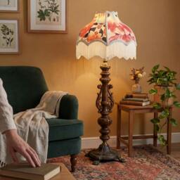Rackhams Multi Coloured Vivid Floral Victorian Light Shade with White Trims - thumbnail 6