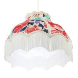 Rackhams Multi Coloured Vivid Floral Victorian Light Shade with White Trims - thumbnail 4