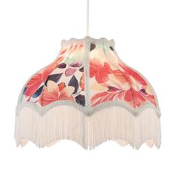 Rackhams Multi Coloured Vivid Floral Victorian Light Shade with White Trims - thumbnail 2