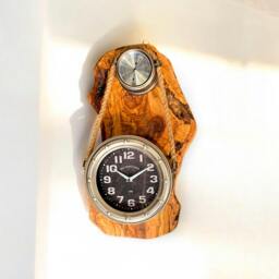 Rackhams Stainless Rope Clock with Olive Wood Base - With olive wood base - thumbnail 2