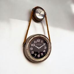 Rackhams Stainless Rope Clock with Olive Wood Base - With olive wood base - thumbnail 3