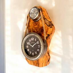 Rackhams Stainless Rope Clock with Olive Wood Base - With olive wood base