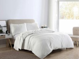 Rackhams 100% Brushed Cotton Flannellette Duvet Cover Set - White - Single - Duvet Cover Set - thumbnail 1