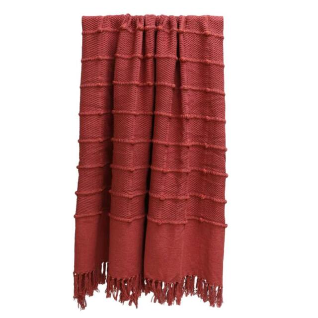 Rackhams Motti Throw - Red - 180cm x 130cm - Red - 75% Cotton/25% Polyester - image 1