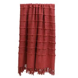 Rackhams Motti Throw - Red - 180cm x 130cm - Red - 75% Cotton/25% Polyester - thumbnail 1