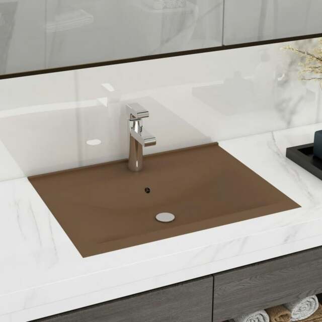 Rackhams Luxury Basin with Faucet Hole Matt Cream 60x46 cm Ceramic
