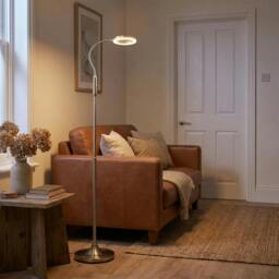 Rackhams Modern Nickel Task Floor Lamp with LED Halo Ring and CCT Memory Dimmer - thumbnail 6