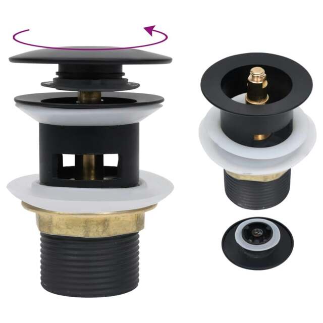 Rackhams Push Drain with Overflow Function Black 6.4x6.4x9.1 cm