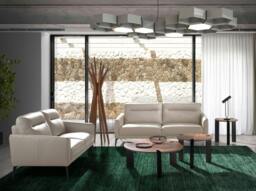 Rackhams Taupe grey leather sofa 6137/6138 - 3 - thumbnail 5