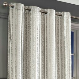 Rackhams Verity Crushed Velvet Ready Made Eyelet Curtains - 140cm x 137cm - Cream - thumbnail 1