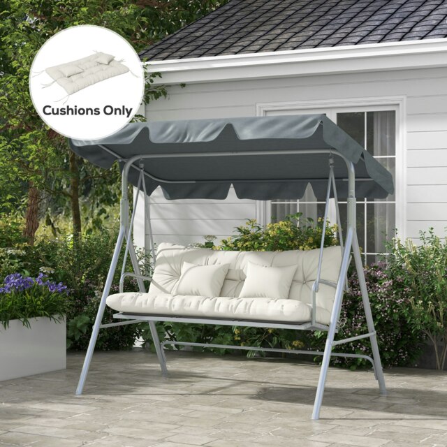 Rackhams Outdoor Back and Seat Cushion with Pillows, NO SWING, White - image 1