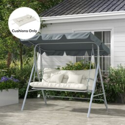 Rackhams Outdoor Back and Seat Cushion with Pillows, NO SWING, White
