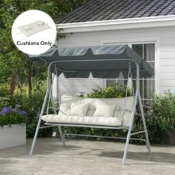 Rackhams Outdoor Back and Seat Cushion with Pillows, NO SWING, White - thumbnail 1