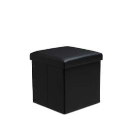 Rackhams Faux Leather Storage Ottoman Storage Box With Lid Foldable - 38x38x38cm Square - Brown - thumbnail 2