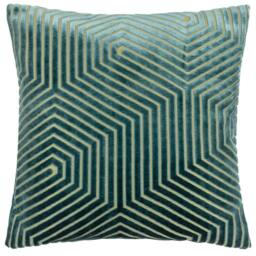 Rackhams Evoke Cut Cushion Cover - Teal - 45cm x 45cm - Teal - 100% Polyester - thumbnail 2
